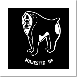 Mandrill monkey. Funny majestic dude. Stylized design, light ink Posters and Art